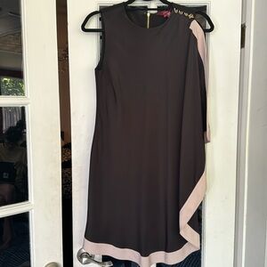 Ted Baker mini dress, sleeveless, black with pink bottom accent